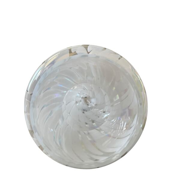 Handmade in Poland Art Glass CHRISTMAS TREE 10in Iridescent White Marble NEW - Picture 9 of 10